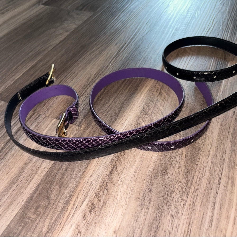 Real Snakeskin Black and Purple Women's Belt